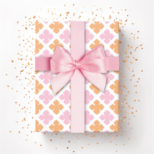 Papel De Presente Block Diamond Clover in Pink and Orange (Criador carregado)