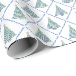 Papel De Presente Block Print Flower Christmas Wrapping Paper