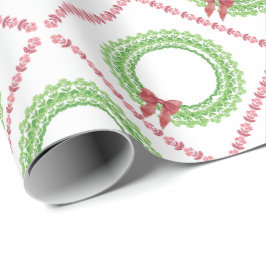 Papel De Presente Block Print Flower Wreath Wrapping Paper
