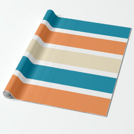 Papel De Presente Bloco Cor Laranja Teal Turquesa Moderno