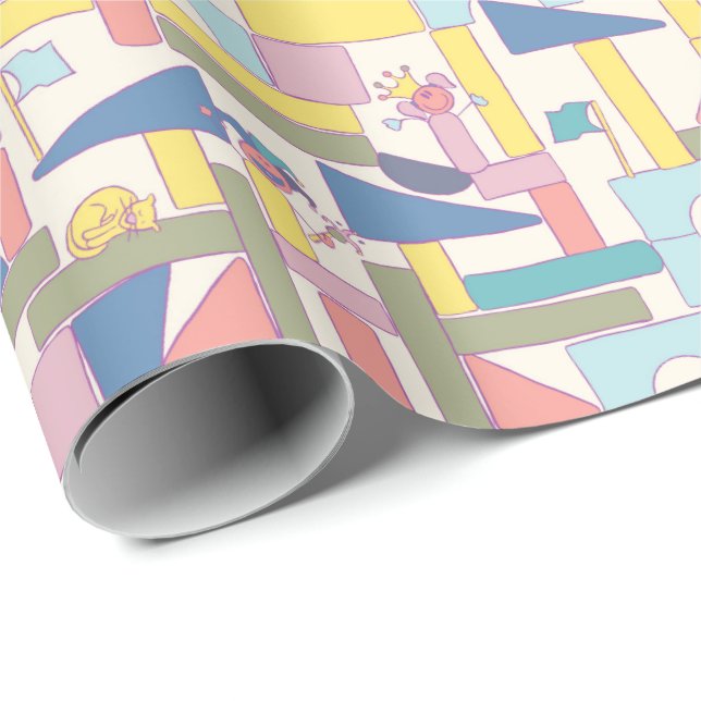 Papel De Presente Bloco de Construção de Brinquedos de Madeira (Ponta do rolo)