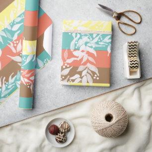 Papel De Presente Bloco de Cores Padrão de Grinalda Aquarela