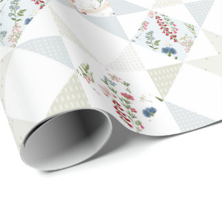 Papel De Presente Blocos de Colcha de Cisne Floral Bege Azul Bebê Ve