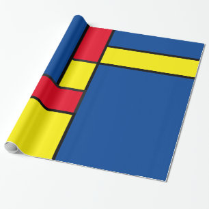 Papel De Presente Blocos Geométricos Abstratos Vermelhos, Amarelos e