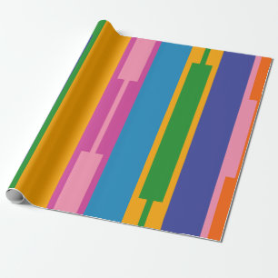 Papel De Presente Blocos Geométricos Coloridos de Corrente Geográfic