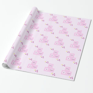 Papel De Presente Blocos Rosa e Estrelas Baby Shower