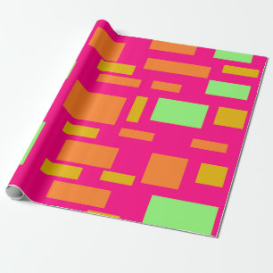 Papel De Presente Blocos verdes e laranja claros bonito a rosa