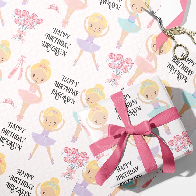 Papel De Presente Blonde Ballerina Personalized Wrapping Paper (Criador carregado)