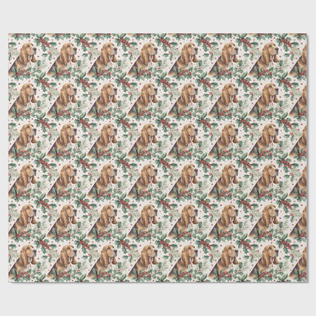 Papel De Presente Bloodhound Christmas Wrapping Paper (Aberto)