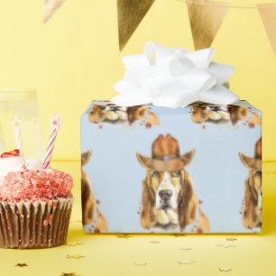 Papel De Presente Bloodhound com xerife Cowboy Hat