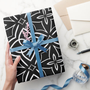 Papel De Presente Bloomias apontadas, preto e branco
