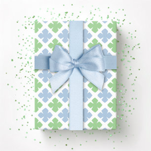 Papel De Presente Bloqueio Diamante Trevo em Slate e Verde