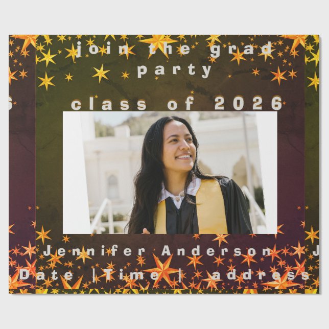 Papel De Presente blue and gold elegant invitation (Aberto)