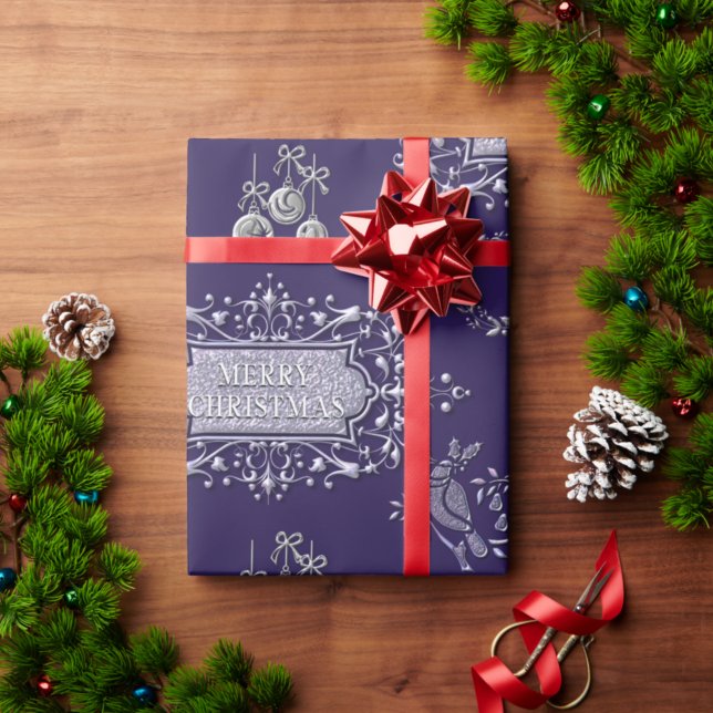 Papel De Presente Blue and Silver Christmas (Criador carregado)