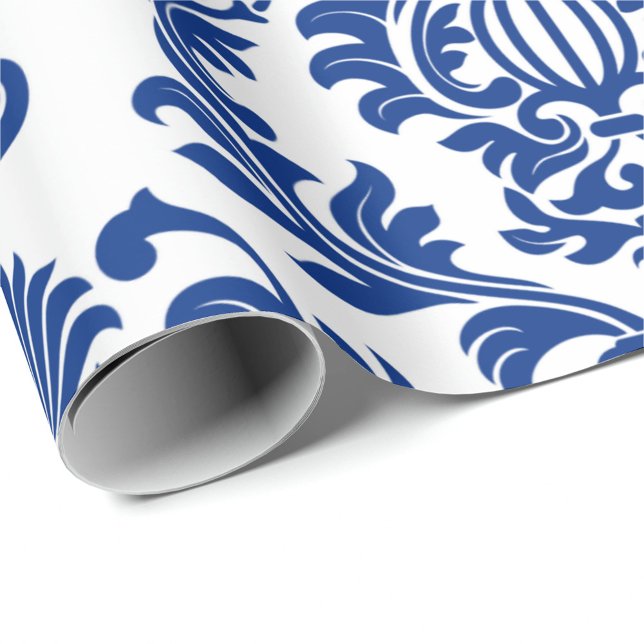 Papel De Presente Blue and white damask patterned paper  (Criador carregado)