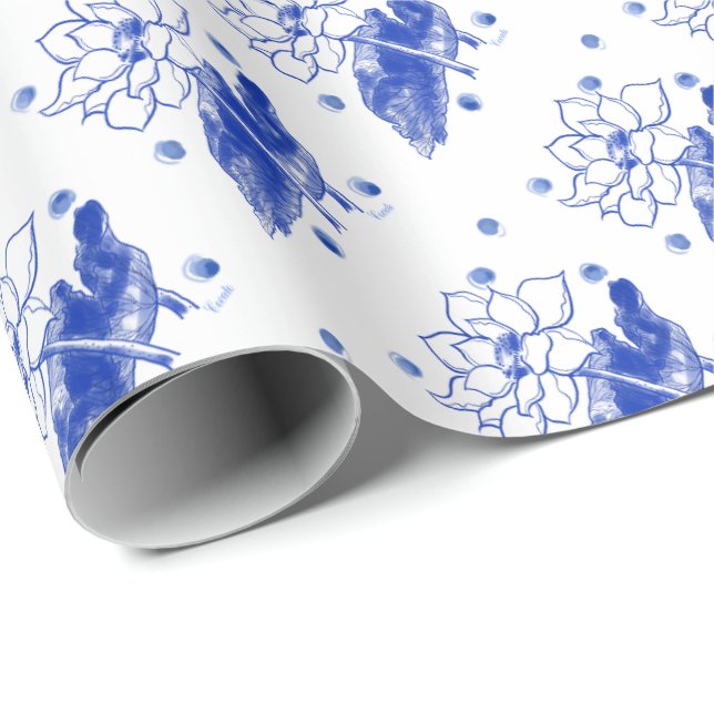 Papel De Presente Blue and White　Japanese traditional (Ponta do rolo)