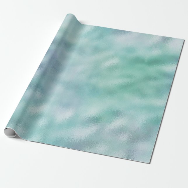Papel De Presente Blue Aqua Mint Ombre (Desenrolado)