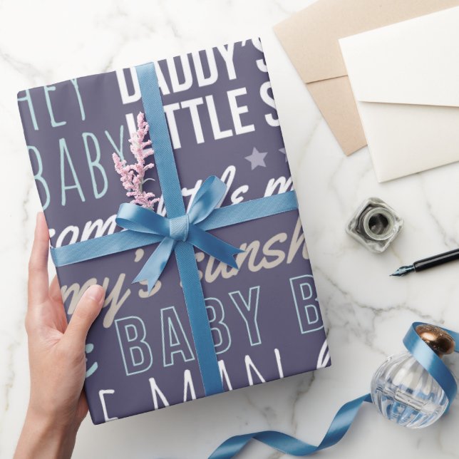 Papel De Presente Blue Baby Boy Sayings Chá de fraldas Baby Gift (Presentear)