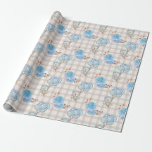 Blue Boho Bear Balões Gingham Floral