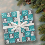 Papel De Presente Blue Bokeh Modern Merry Christmas Photo<br><div class="desc">Faça uma recordação de Natal feliz e única. Se precisar mover alguma coisa,  clique no botão personalizar para fazer alterações.</div>