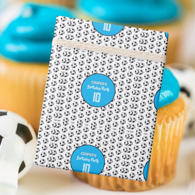 Papel De Presente Blue Boy Soccer Birthday Party (Criador carregado)