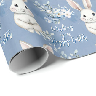 Papel De Presente Blue Bunny Wishes – Custom Easter Wrapping Paper