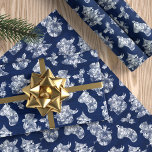 Papel De Presente Blue Christmas Frost Snowman Rustic<br><div class="desc">Wrap your gifts in this cute chic farmhouse rustic Christmas wrapping paper featuring a pattern of frosty white Christmas elements with a dark blue rustic wood background.</div>