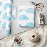 Papel De Presente Blue Clouds Watercolor<br><div class="desc">Watercolor clouds pattern wrapping paper. Perfect for kids gift wrapping and decoupage projects.</div>