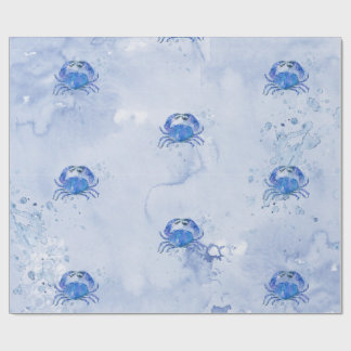 Papel De Presente Blue Crab Watercolor