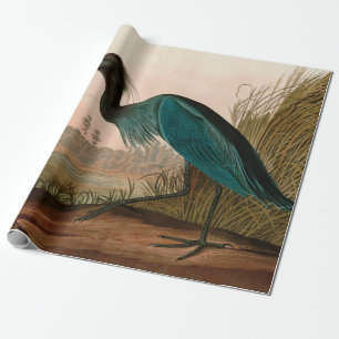 Papel De Presente Blue Crane ou Heron Birds of America Audubon Impre
