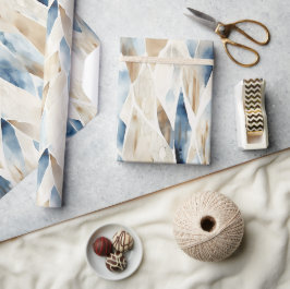 Papel De Presente Blue Cream Ivory Abstrato Beach