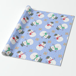 Papel De Presente Blue de inverno para a neve do Natal