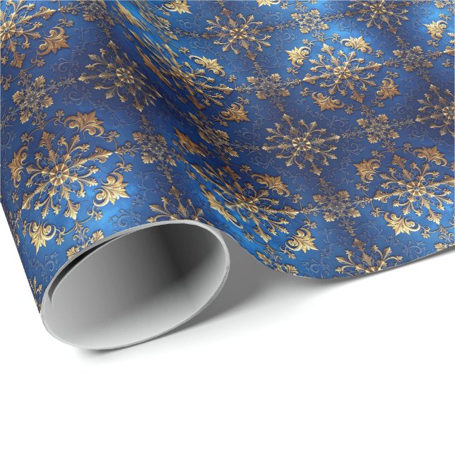Papel De Presente Blue Decorative Holiday Wrapping Paper (Ponta do rolo)