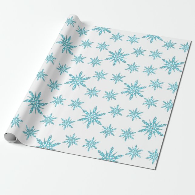 Papel De Presente Blue Diamond Snowflake Natal (Desenrolado)
