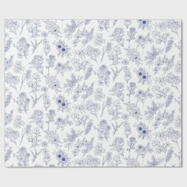 Papel De Presente blue fleurs de saison
