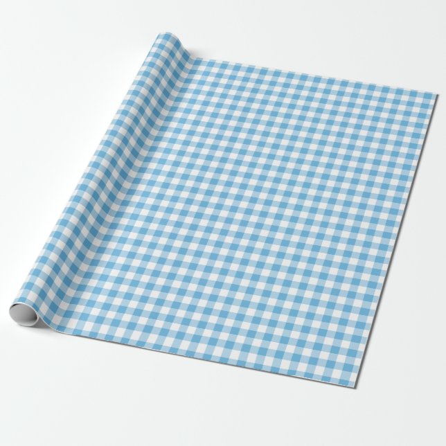 Papel De Presente Blue Gingham (Desenrolado)