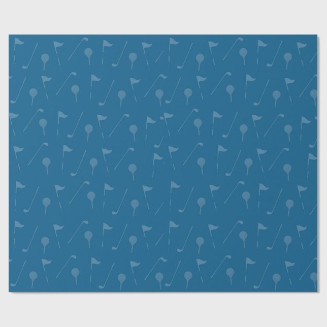 Papel De Presente Blue Grey Golf Ball Pattern Wrapping Paper (Aberto)