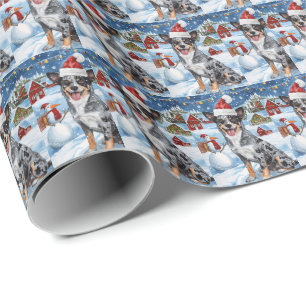 Papel De Presente Blue Heeler Dog Winter Wonderland Natal Joy