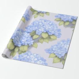 Papel De Presente Blue Hydrangea Floral Wrapping Paper