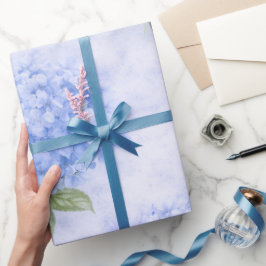 Papel De Presente Blue Hydrangea Floral Wrapping Paper