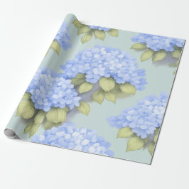 Papel De Presente Blue Hydrangea Floral Wrapping Paper