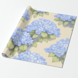 Papel De Presente Blue Hydrangea Floral Wrapping Paper
