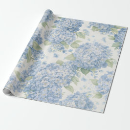 Papel De Presente Blue Hydrangea Flower Blooms Gift Wrap