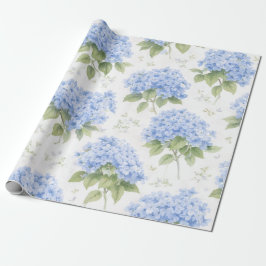 Papel De Presente Blue Hydrangea Luxe Floral Wrapping Paper