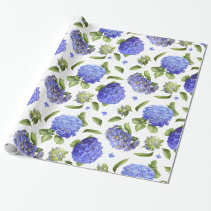 Papel De Presente Blue Hydrangeas