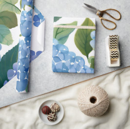 Papel De Presente Blue Hydrangeas | Linda Floral Bush