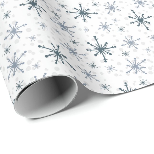 Papel De Presente Blue-ish Gray Snowflake Tissue Paper (Ponta do rolo)