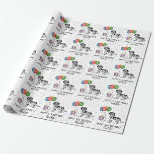Papel De Presente Blue Merle Mini Goldendoodle Cartoon Dog Aniversár