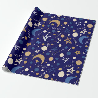 Papel De Presente Blue Moon Festival - Padrão sem costura