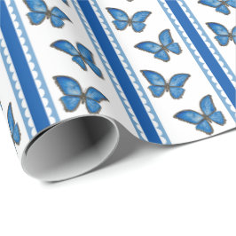 Papel De Presente Blue Morpho Stripe